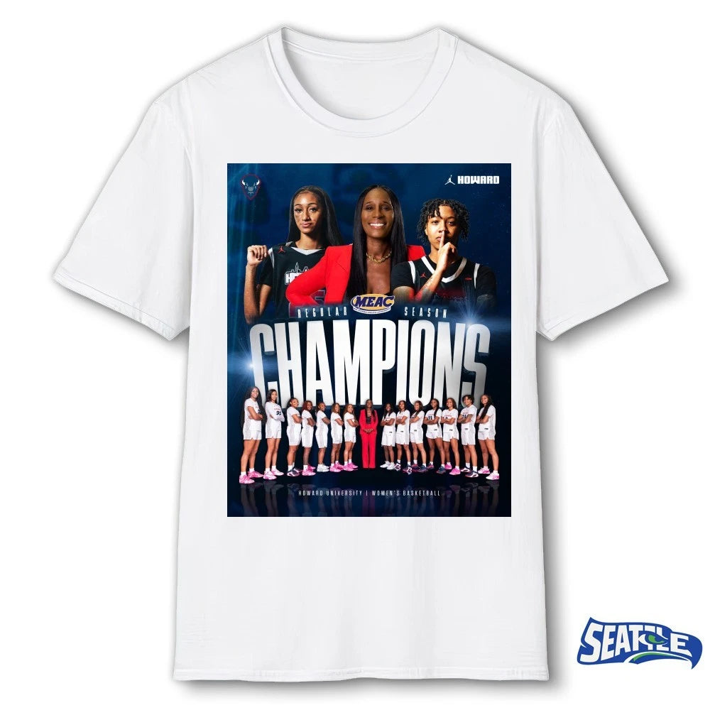 Official Howard Bison Women’s Basketball 2025-26 MEAC Regular Season Champions Poster t-shirt