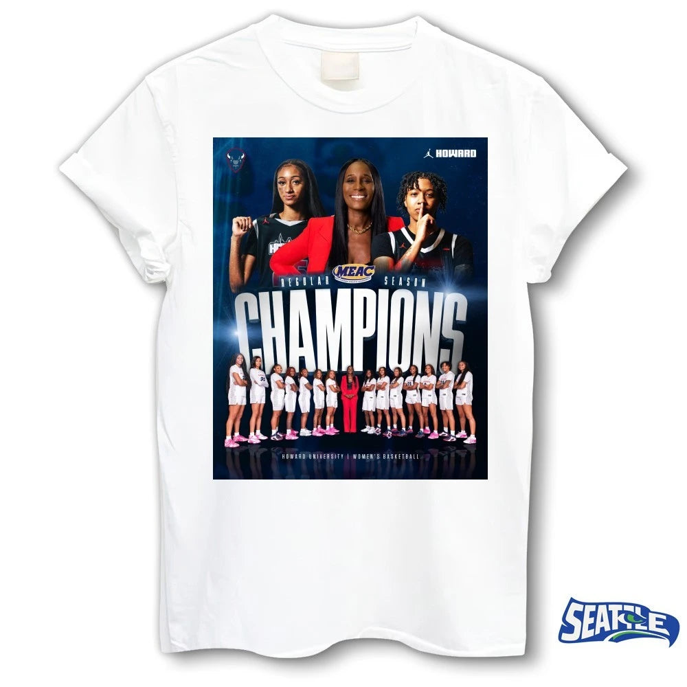 Official Howard Bison Women’s Basketball 2025-26 MEAC Regular Season Champions Poster t-shirt