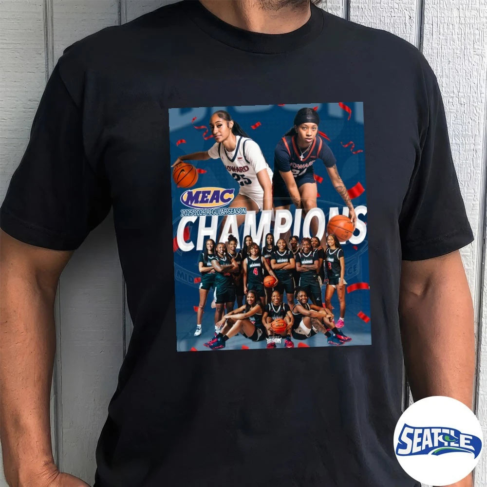 Official Howard Bison Women’s Basketball 2026 MEAC Sports Regular Season Champs Poster t-shirt