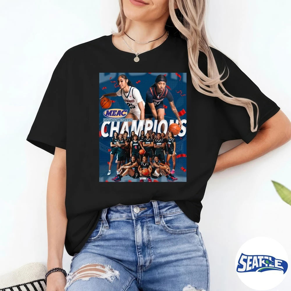 Official Howard Bison Women’s Basketball 2026 MEAC Sports Regular Season Champs Poster t-shirt