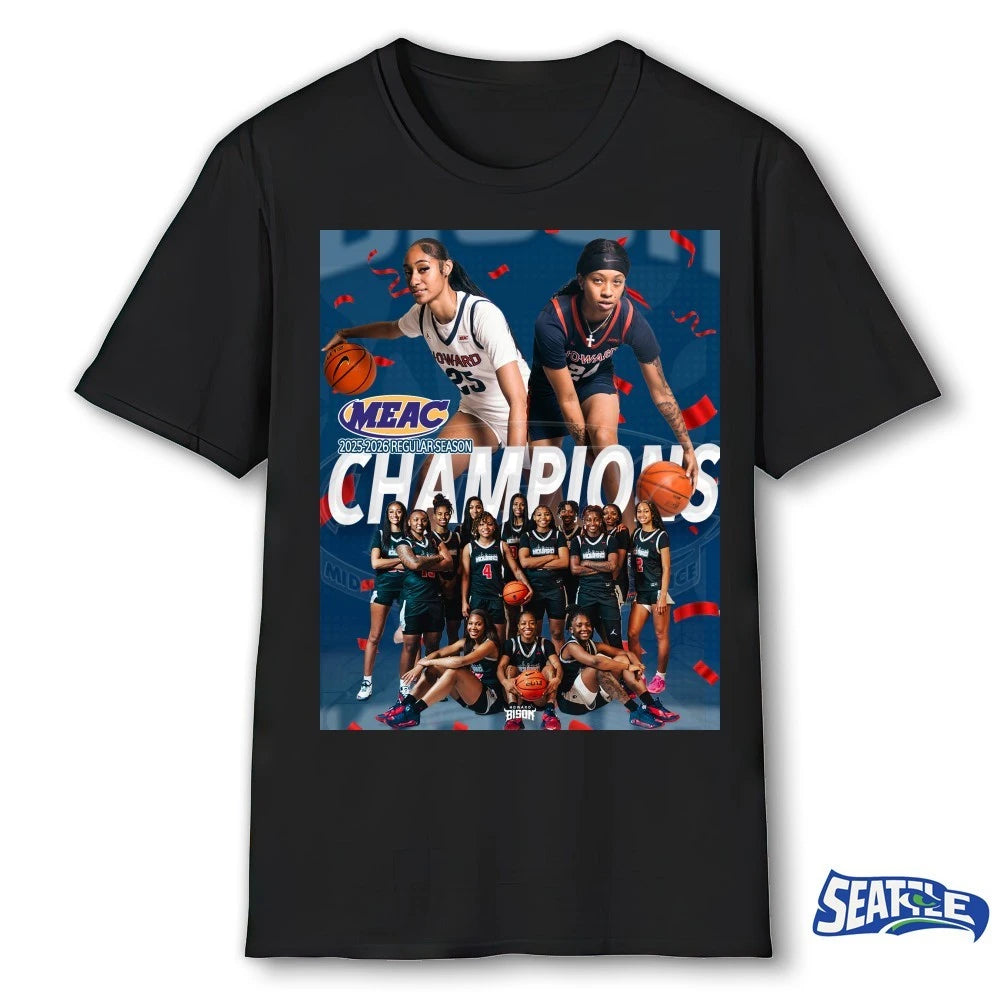 Official Howard Bison Women’s Basketball 2026 MEAC Sports Regular Season Champs Poster t-shirt