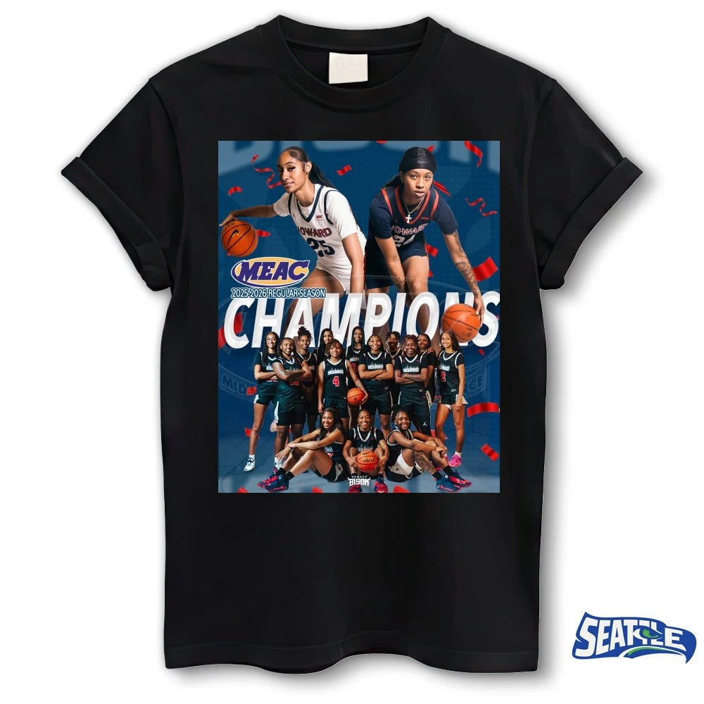 Official Howard Bison Women’s Basketball 2026 MEAC Sports Regular Season Champs Poster t-shirt