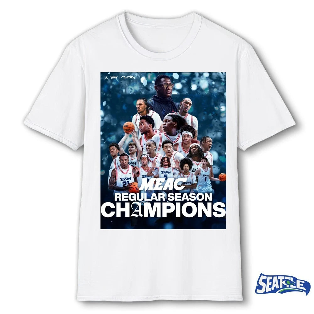 Official Howard University Bison MBB 25-26 MEAC Regular Season Champions Poster t-shirt