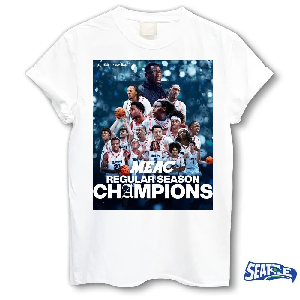 Official Howard University Bison MBB 25-26 MEAC Regular Season Champions Poster t-shirt
