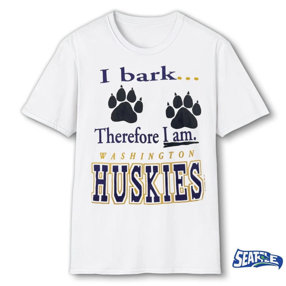 Official I Bark, Therefore I Am Washington Huskies t-shirt