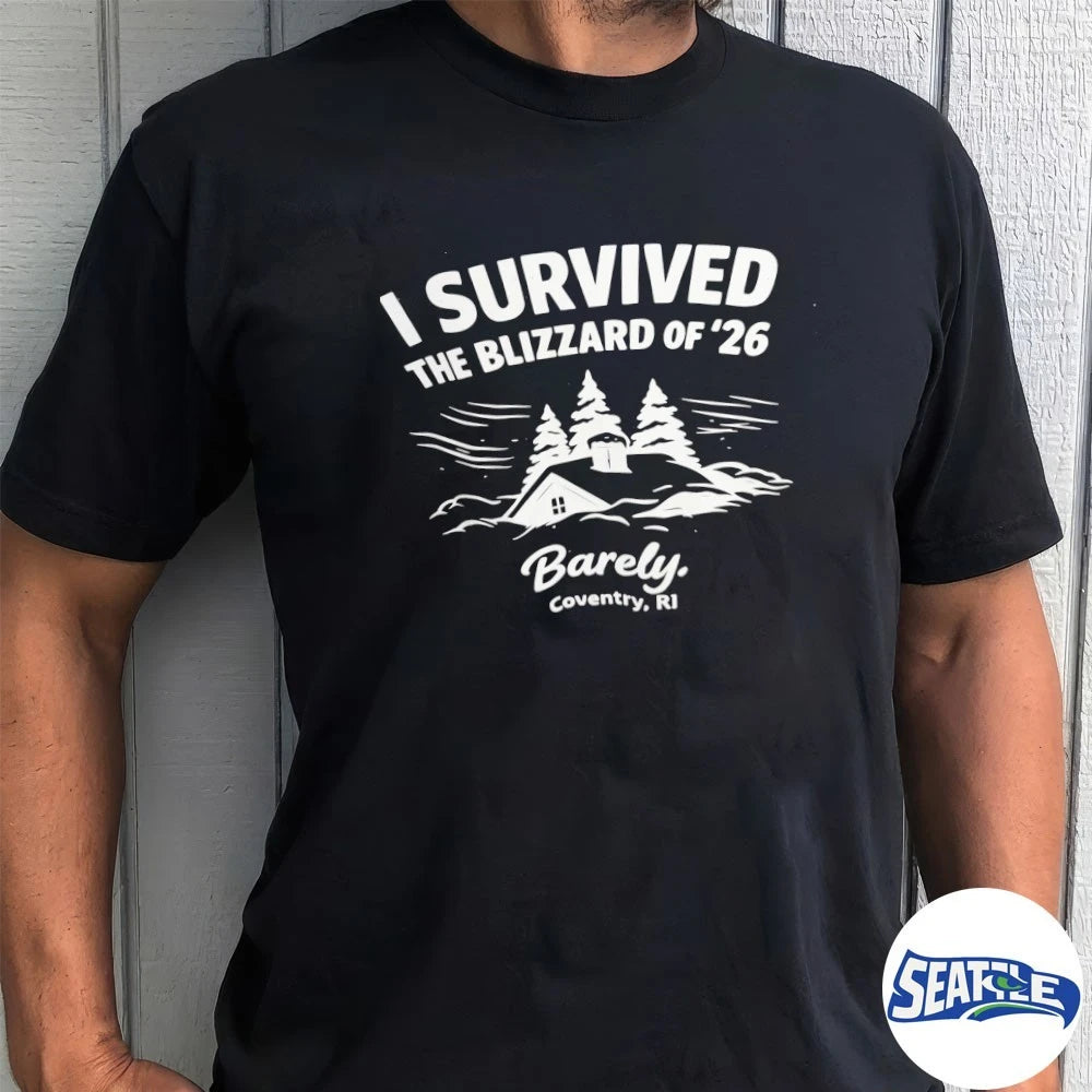 Official I Survived The Blizzard Of ’26 Barely Coventry, RI t-shirt