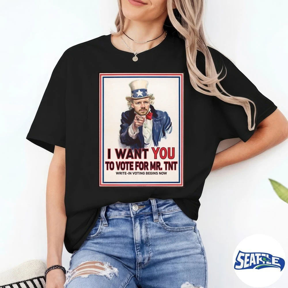 Official I Want You To Vote For Mr. TNT Write-in Voting Begins Now Poster t-shirt