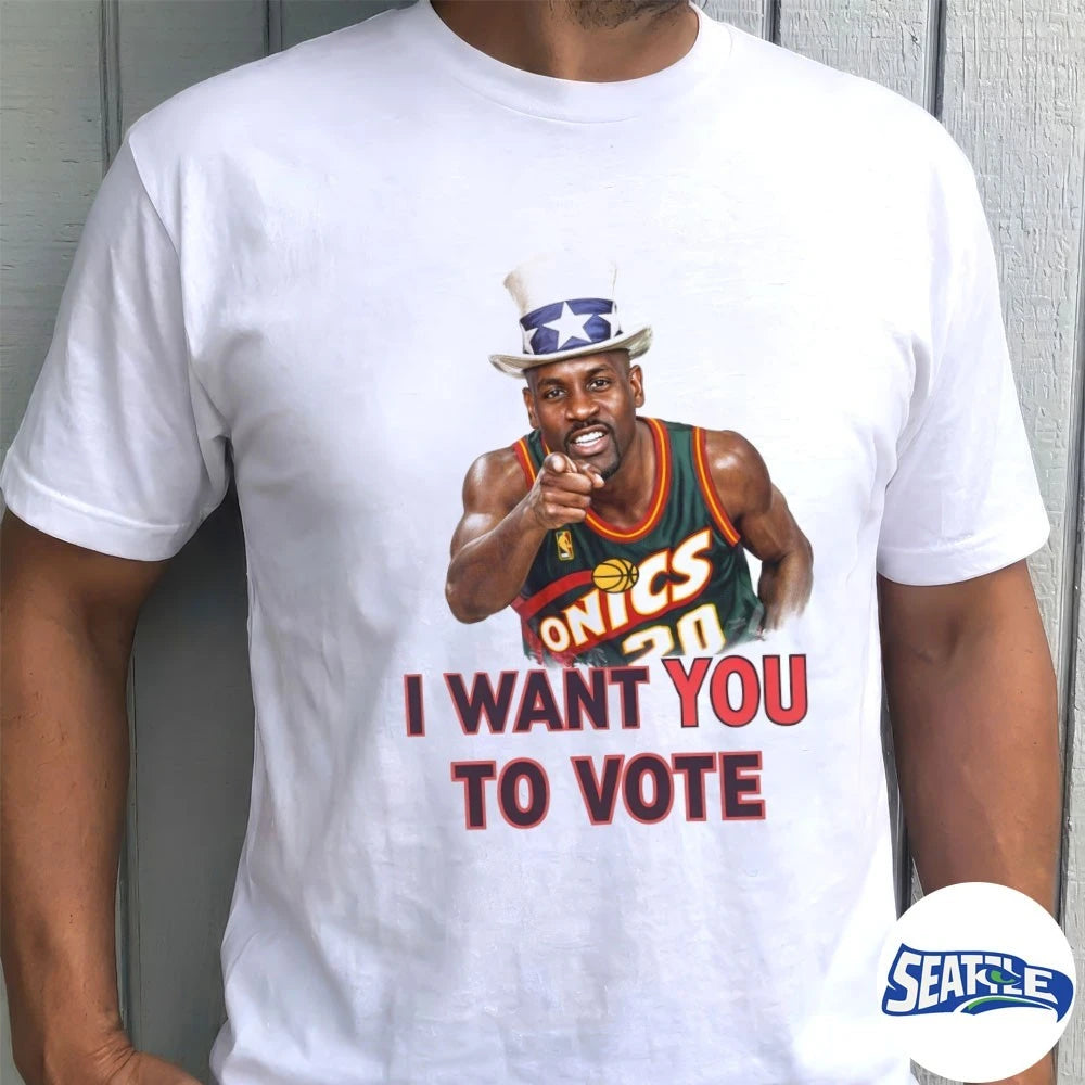 Official I Want You To Vote Gary Payton Seattle Supersonics Meme t-shirt
