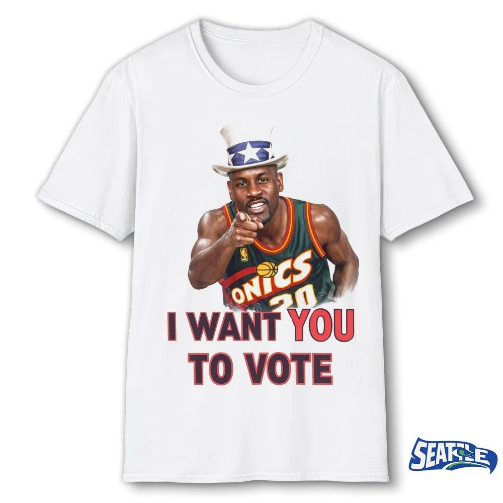 Official I Want You To Vote Gary Payton Seattle Supersonics Meme t-shirt