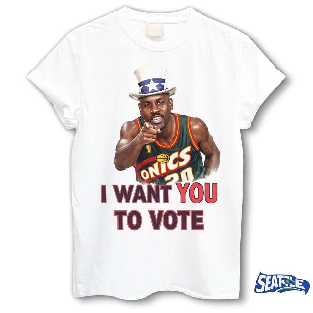 Official I Want You To Vote Gary Payton Seattle Supersonics Meme t-shirt