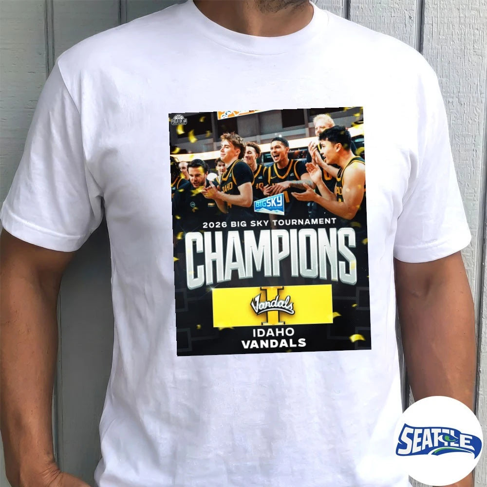 Official Idaho Vandals Men’s Basketball 2026 Big Sky Tournament Champions Poster t-shirt