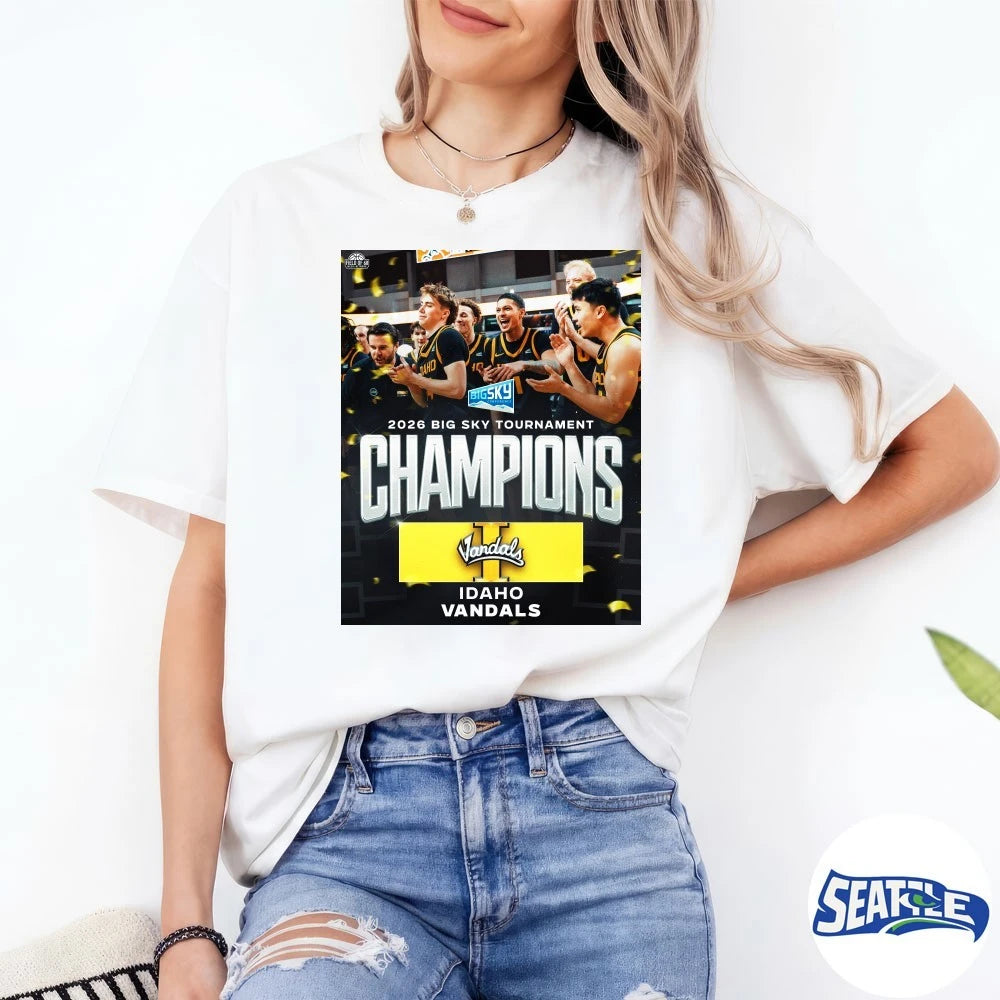 Official Idaho Vandals Men’s Basketball 2026 Big Sky Tournament Champions Poster t-shirt