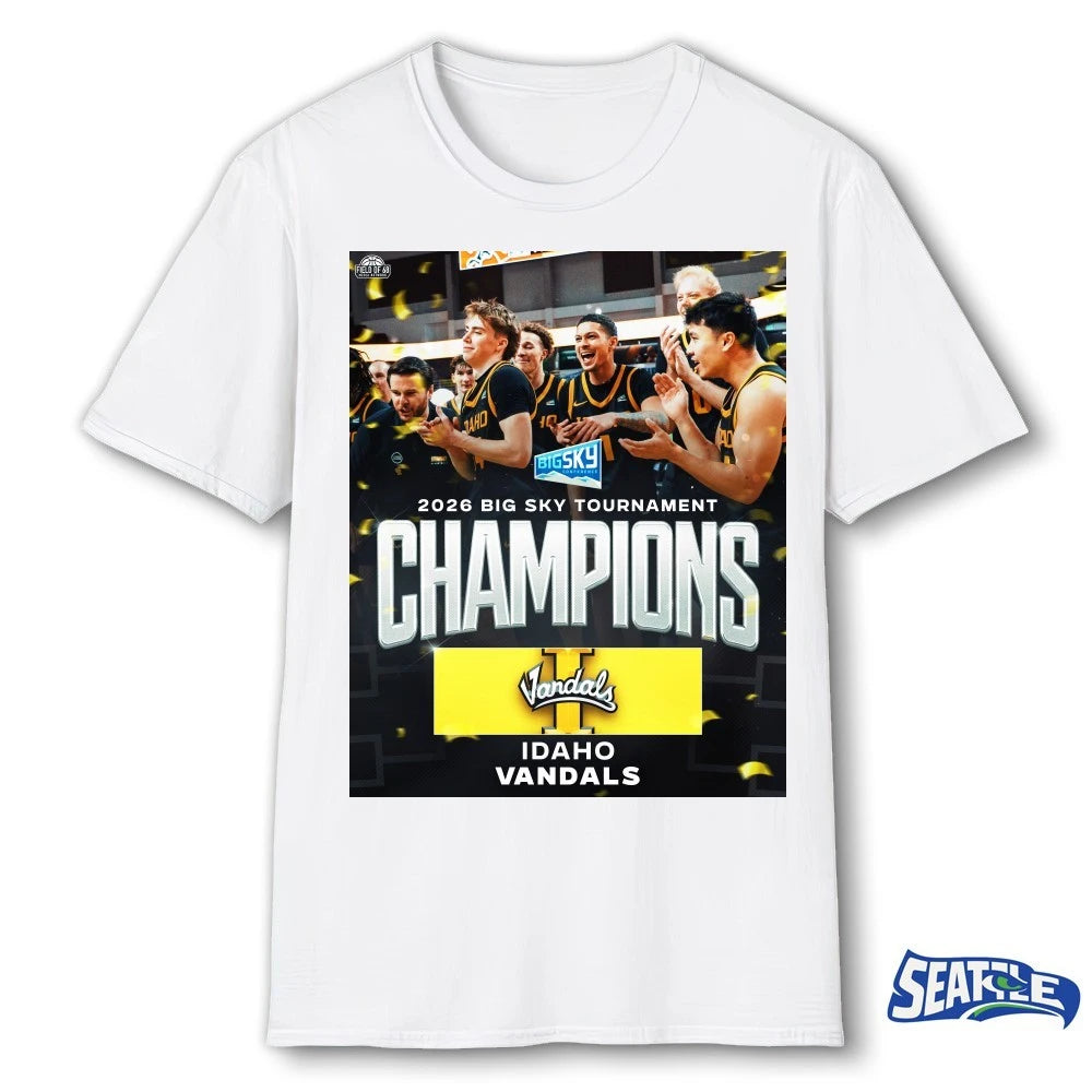 Official Idaho Vandals Men’s Basketball 2026 Big Sky Tournament Champions Poster t-shirt