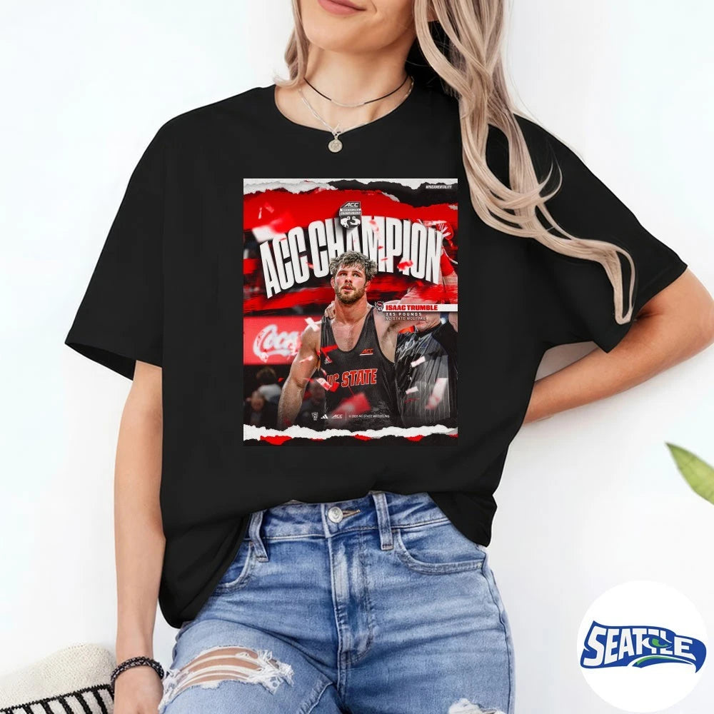 Official Isaac Trumble 2026 ACC Wrestling Champion NC State Wrestling t-shirt