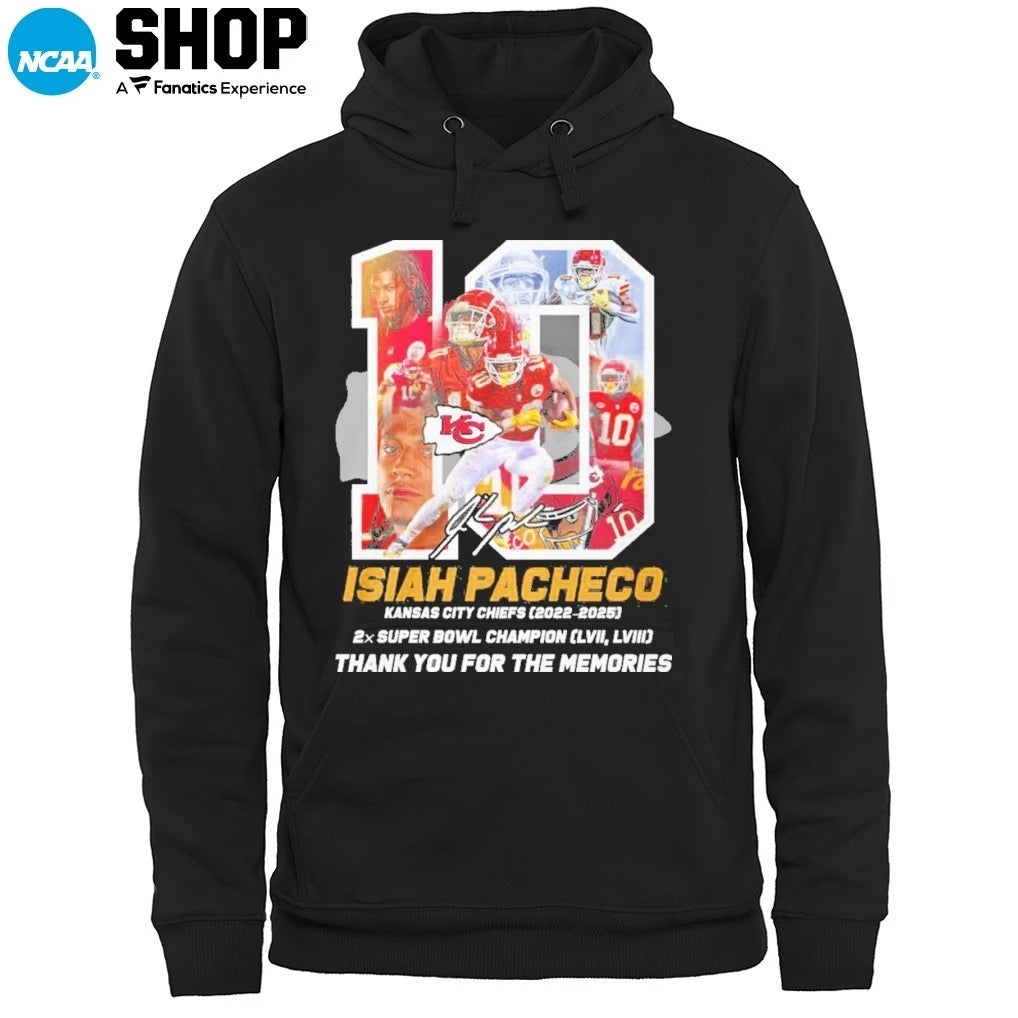 Official Isiah Pacheco Kansas City Chiefs 2022-2025 Thank You For The Memories Signature T-Shirt