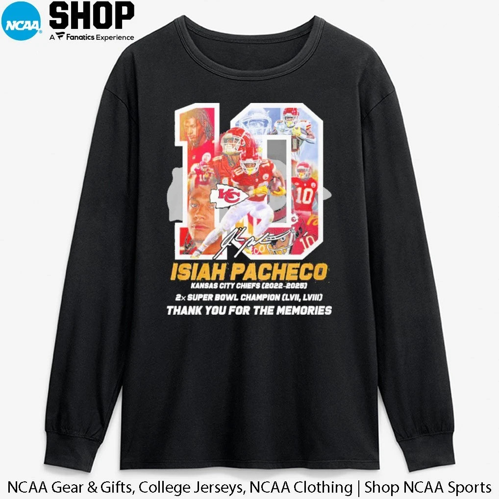 Official Isiah Pacheco Kansas City Chiefs 2022-2025 Thank You For The Memories Signature T-Shirt