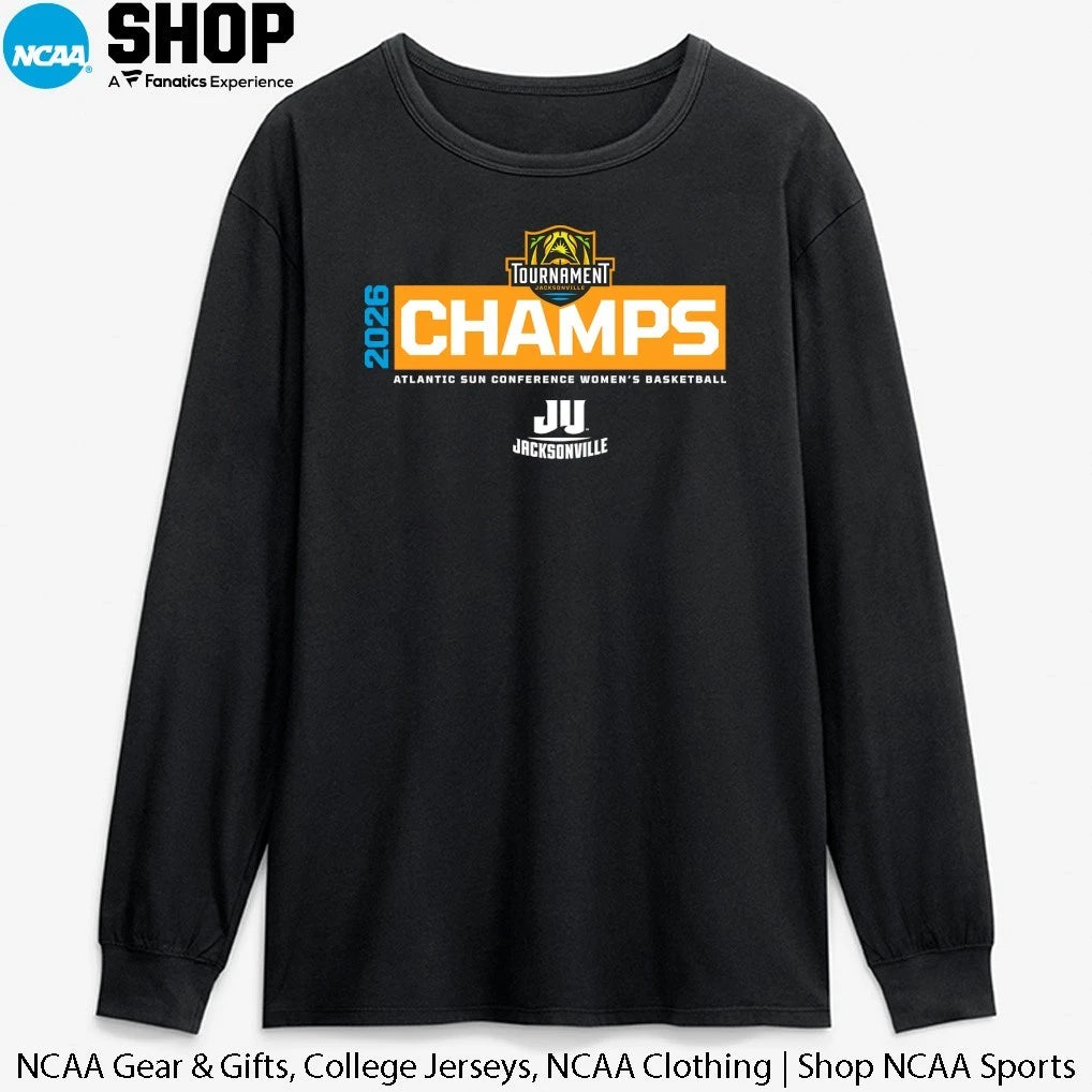 Official Jacksonville Dolphins 2026 Atlantic Sun Conference Women’s Basketball Tournament Champs T-Shirt