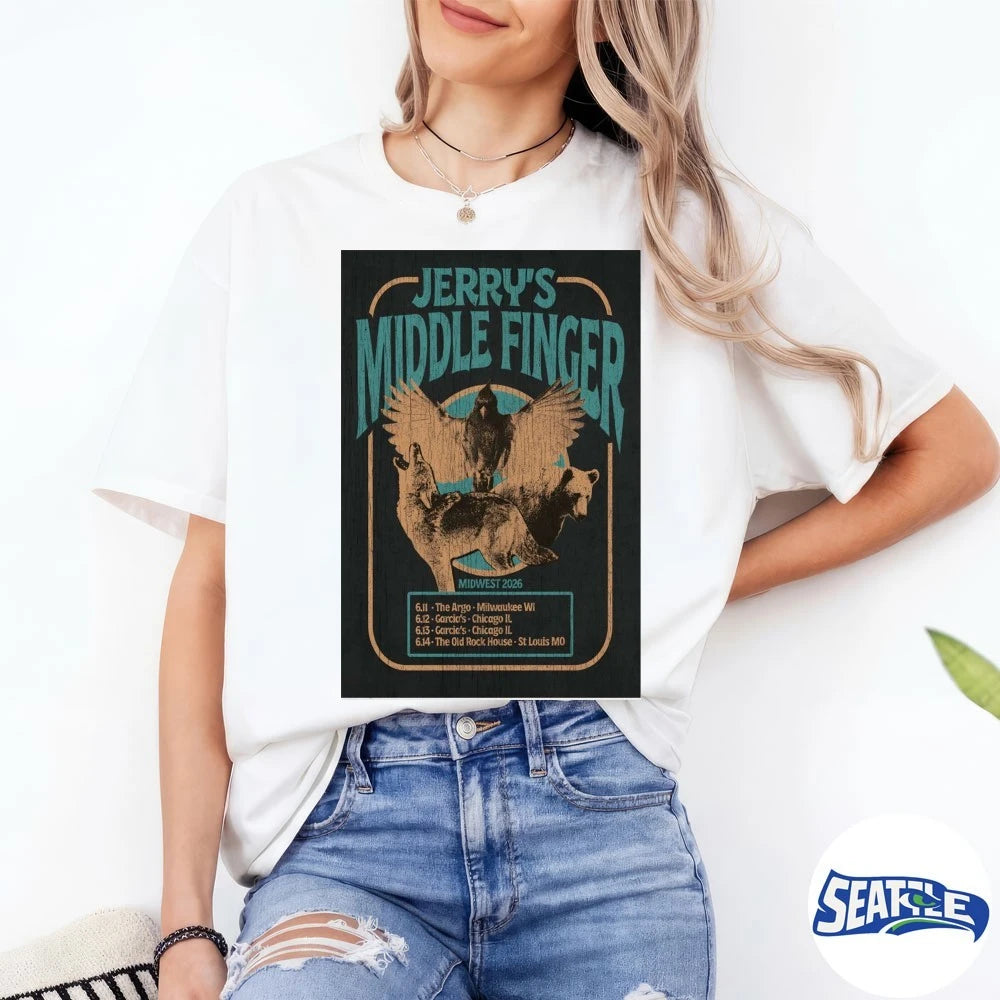Official Jerry’s Middle Finger Midwest Tour June 11 – 14 2026 Poster t-shirt