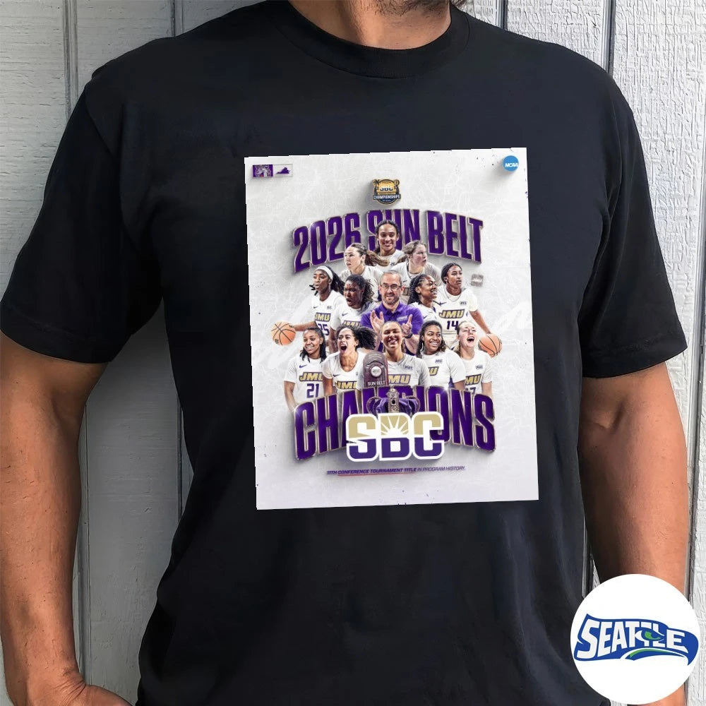 Official JMU 2026 SBC Sun Belt Conference Tournament 11th Conference Tournament Title In Program History Poster t-shirt