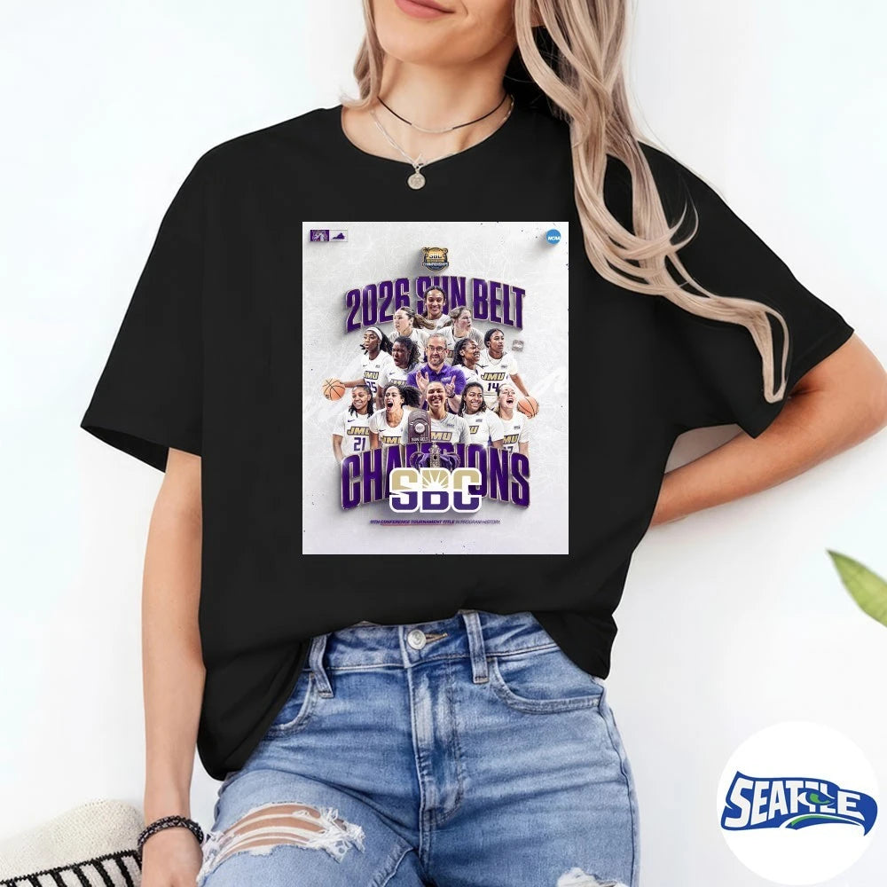Official JMU 2026 SBC Sun Belt Conference Tournament 11th Conference Tournament Title In Program History Poster t-shirt