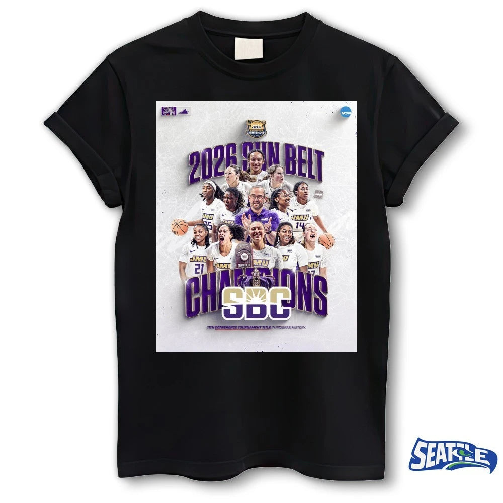 Official JMU 2026 SBC Sun Belt Conference Tournament 11th Conference Tournament Title In Program History Poster t-shirt