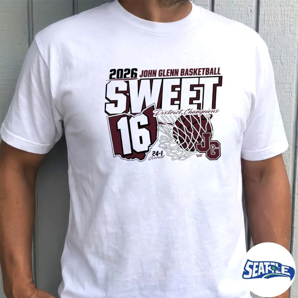 Official John Glenn Basketball Sweet 16 District Champions 2026 t-shirt
