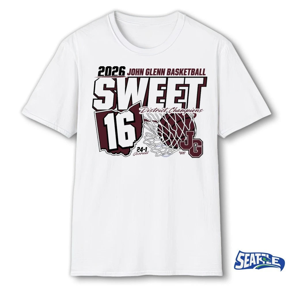 Official John Glenn Basketball Sweet 16 District Champions 2026 t-shirt