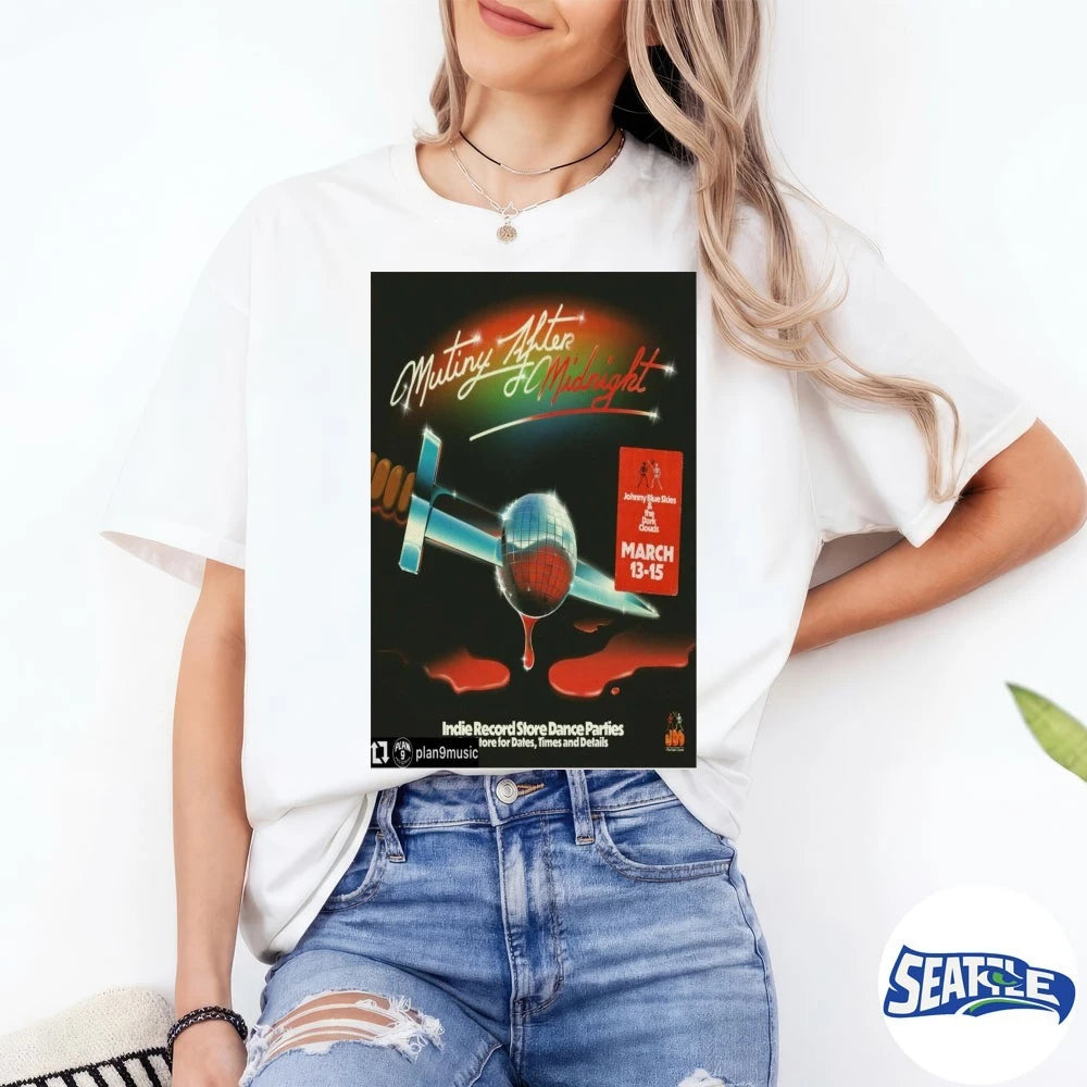 Official Johnny Blue Skies and The Dark Clouds Mutiny After Midnight March 13-15 2026 Poster t-shirt