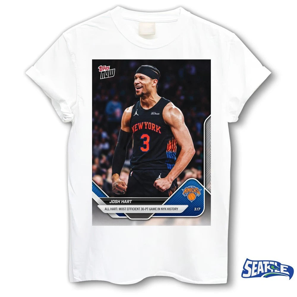 Official Josh Hart All Hart Most Efficient 30-Pt Game In NYK History 2025-26 NBA Topps NOW Card t-shirt
