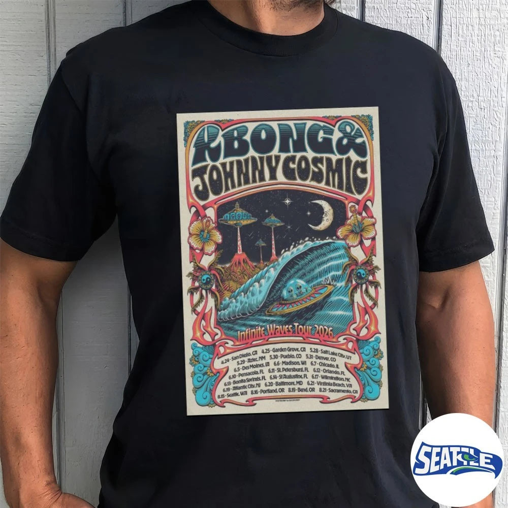 Official KBong And And Johnny Cosmic Infinite Waves Tour 2026 Poster t-shirt