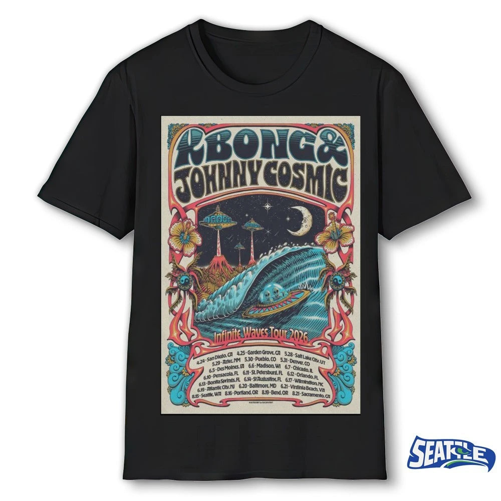 Official KBong And And Johnny Cosmic Infinite Waves Tour 2026 Poster t-shirt