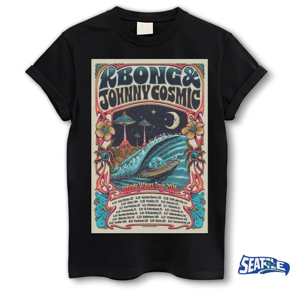 Official KBong And And Johnny Cosmic Infinite Waves Tour 2026 Poster t-shirt