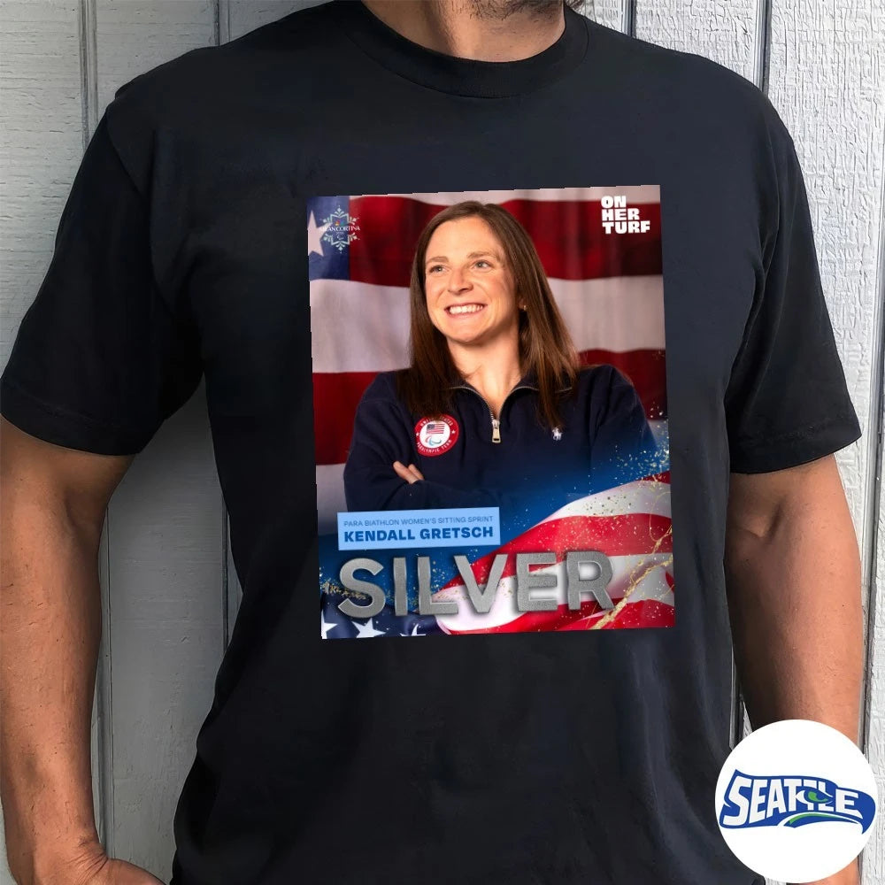 Official Kendall Gretsch Team USA Silver Medal Para Biathlon Women’s Sitting Sprint Poster t-shirt