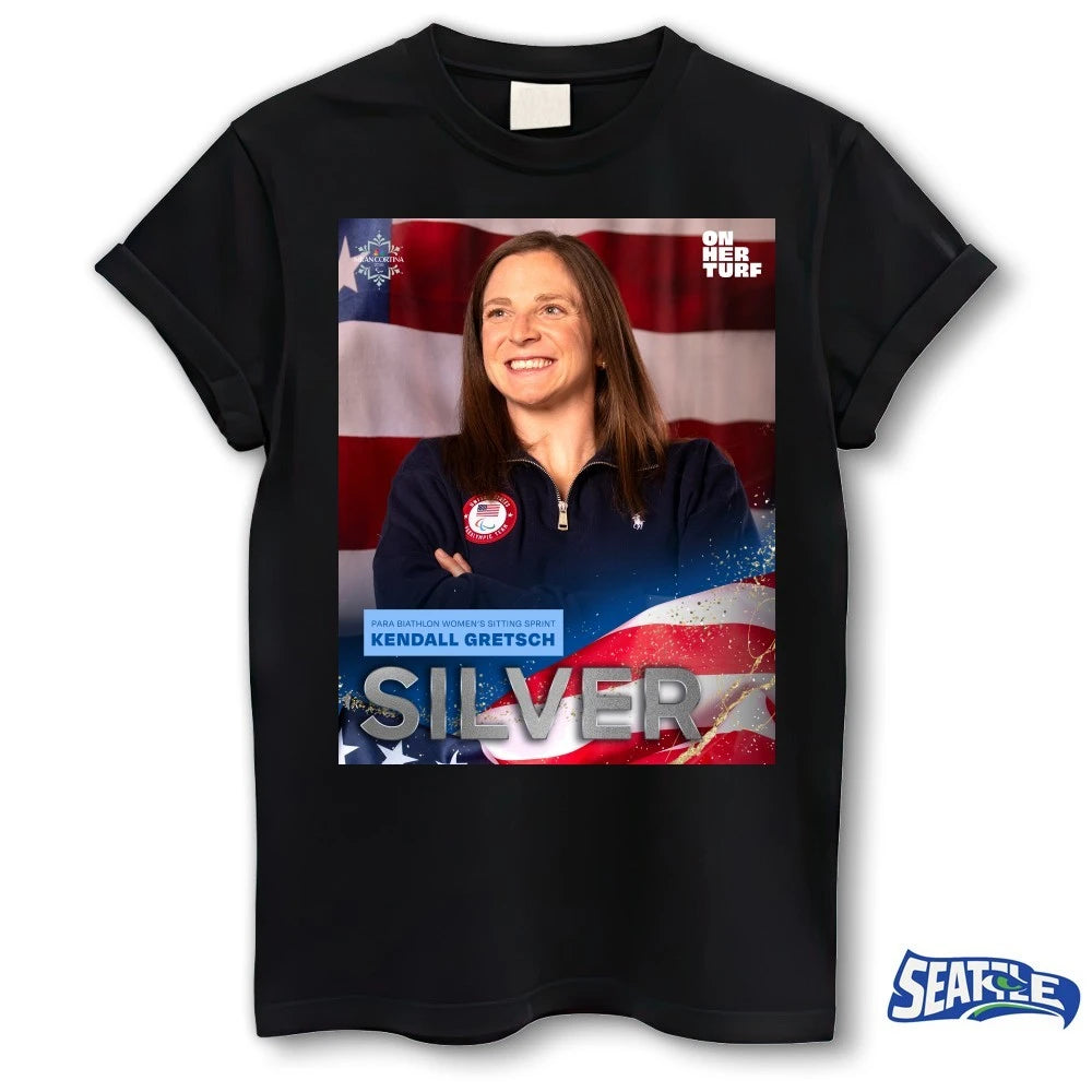 Official Kendall Gretsch Team USA Silver Medal Para Biathlon Women’s Sitting Sprint Poster t-shirt