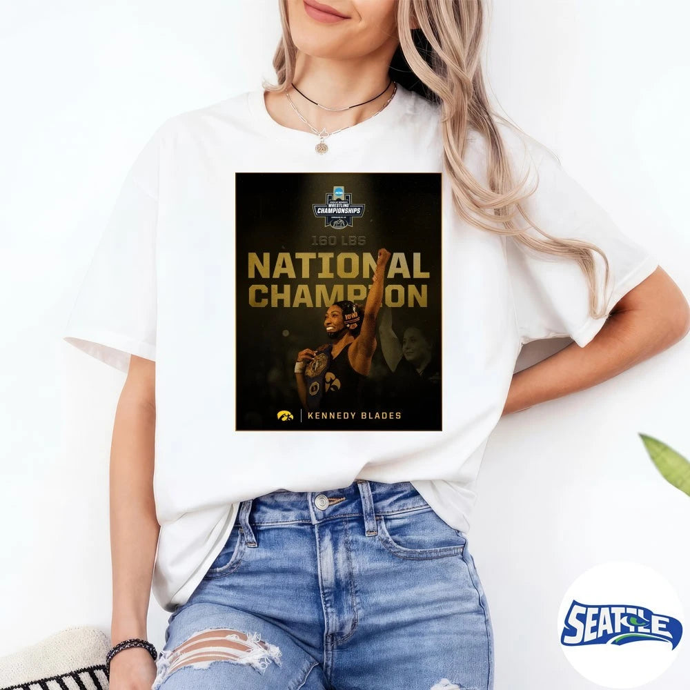 Official Kennedy Blades Iowa Women’s Wrestling Championships 160 LBS National Champion Poster t-shirt