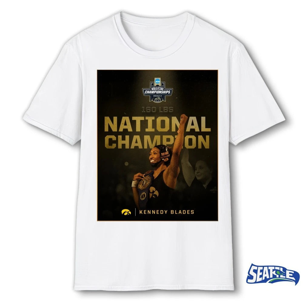 Official Kennedy Blades Iowa Women’s Wrestling Championships 160 LBS National Champion Poster t-shirt