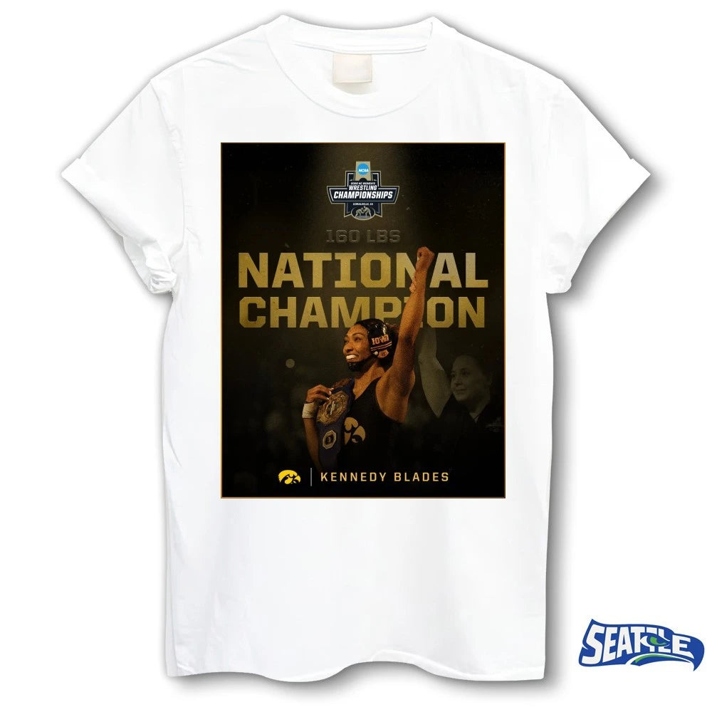 Official Kennedy Blades Iowa Women’s Wrestling Championships 160 LBS National Champion Poster t-shirt