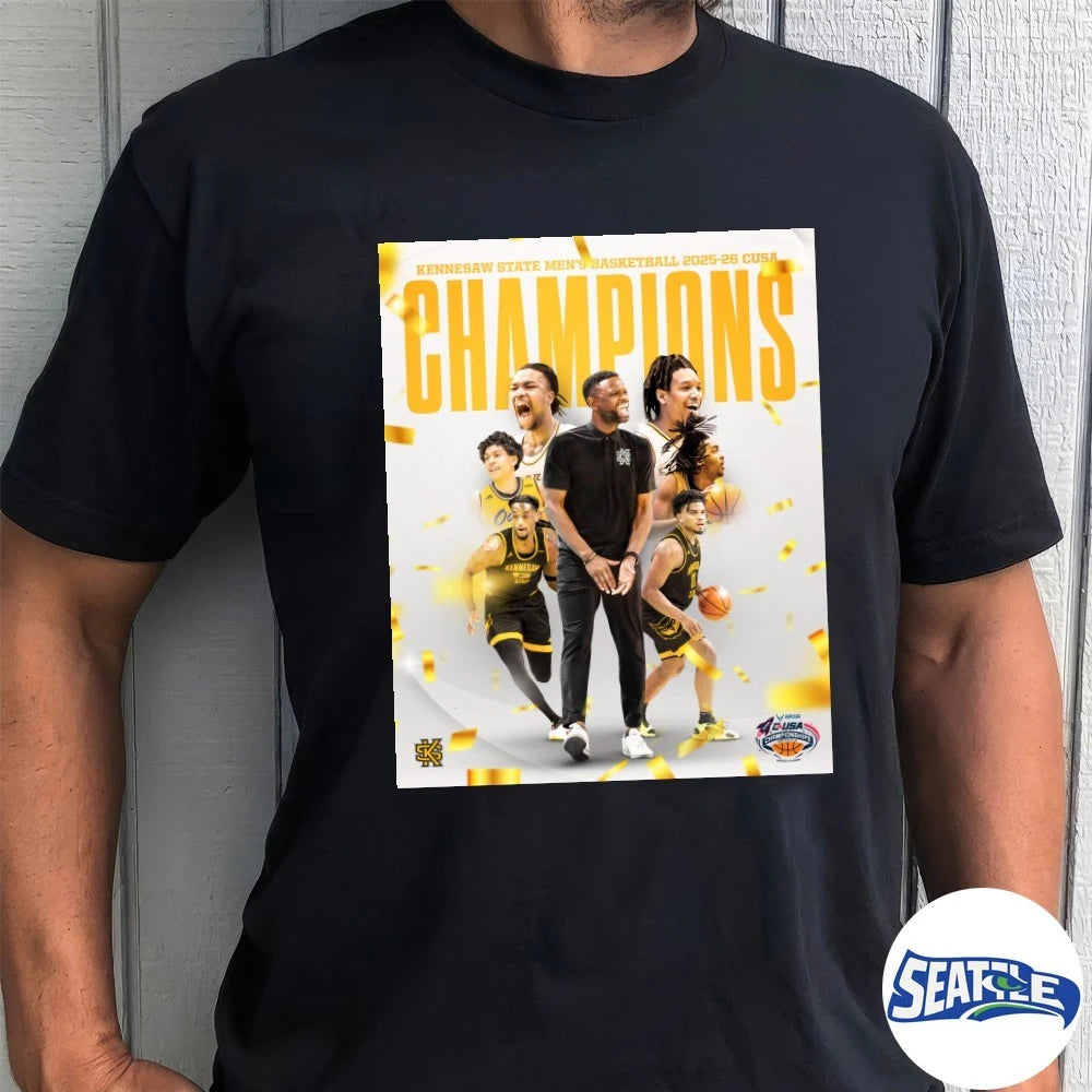 Official Kennesaw State Men’s Basketball 2025-26 CUSA Champions Poster t-shirt
