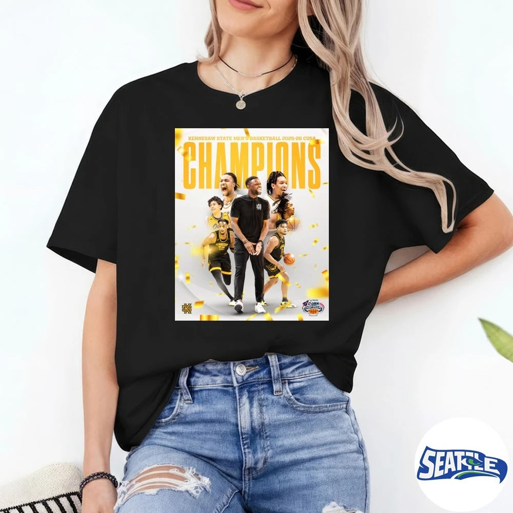 Official Kennesaw State Men’s Basketball 2025-26 CUSA Champions Poster t-shirt