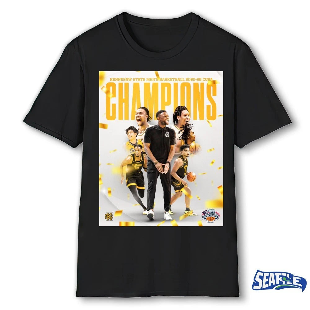 Official Kennesaw State Men’s Basketball 2025-26 CUSA Champions Poster t-shirt
