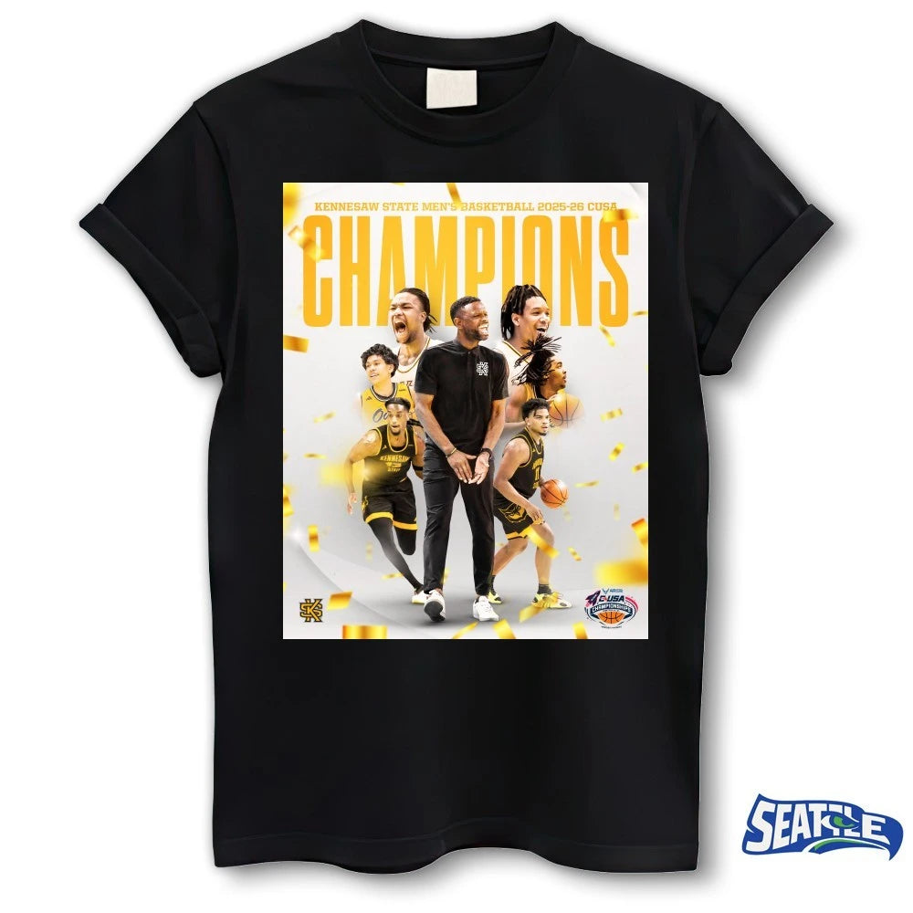 Official Kennesaw State Men’s Basketball 2025-26 CUSA Champions Poster t-shirt