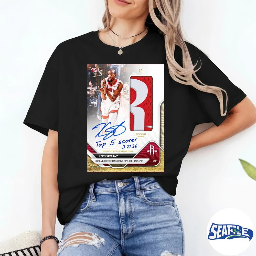 Official Kevin Durant Top 5 Scorer March 21 2026 Signature Topps Now t-shirt