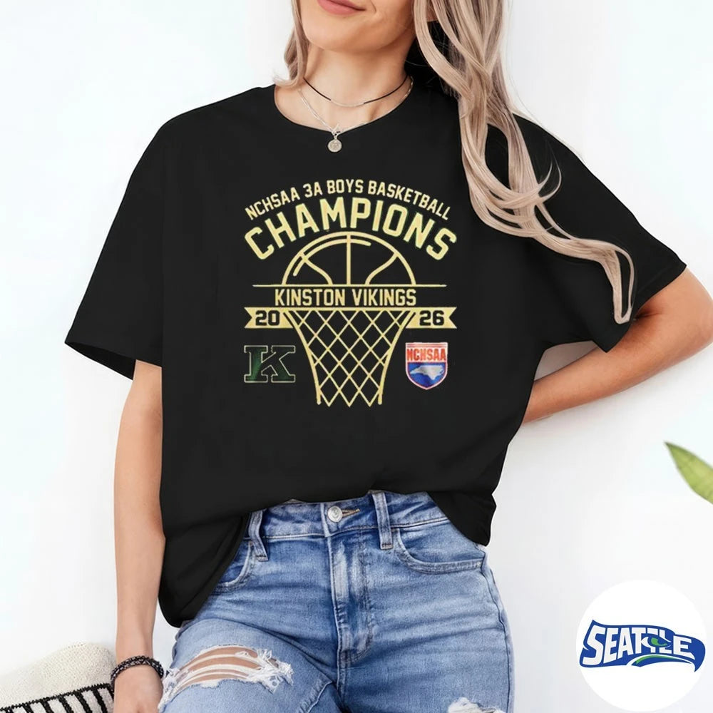 Official Kinston Vikings NCHSAA 3A Boys Basketball Champions 2026 t-shirt