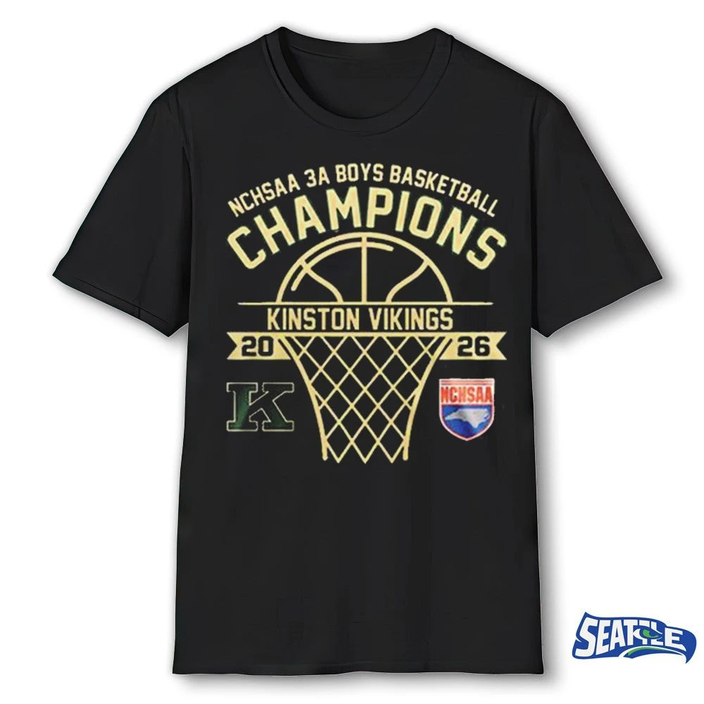 Official Kinston Vikings NCHSAA 3A Boys Basketball Champions 2026 t-shirt