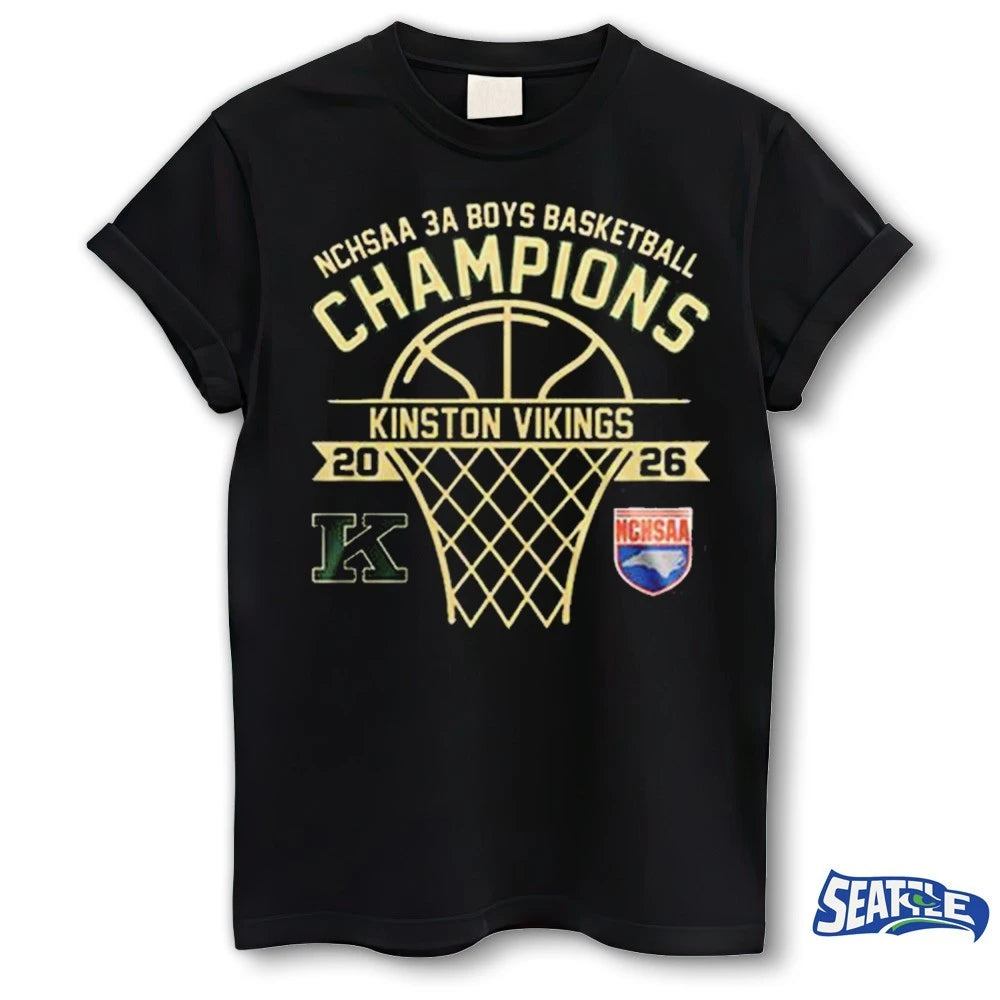 Official Kinston Vikings NCHSAA 3A Boys Basketball Champions 2026 t-shirt