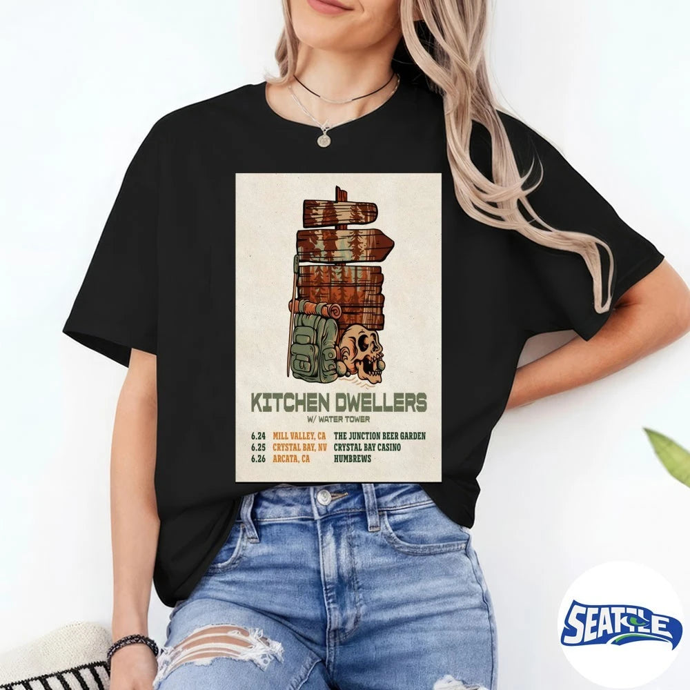 Official Kitchen Dwellers Crystal Bay NV June 25 2026 Arcata CA Humbrews Poster t-shirt