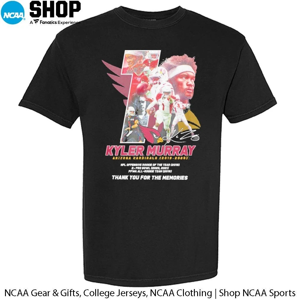 Official Kyler Murray Arizona Cardinals 2019-2025 Thank You For The Memories Signature T-Shirt