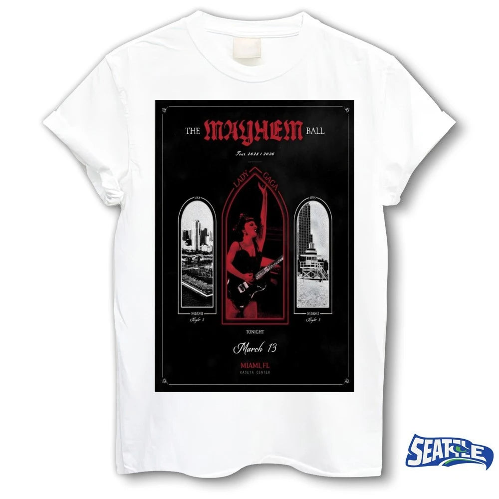 Official Lady Gaga Miami FL Tour Kaseya Center On March 13 2026 Poster t-shirt