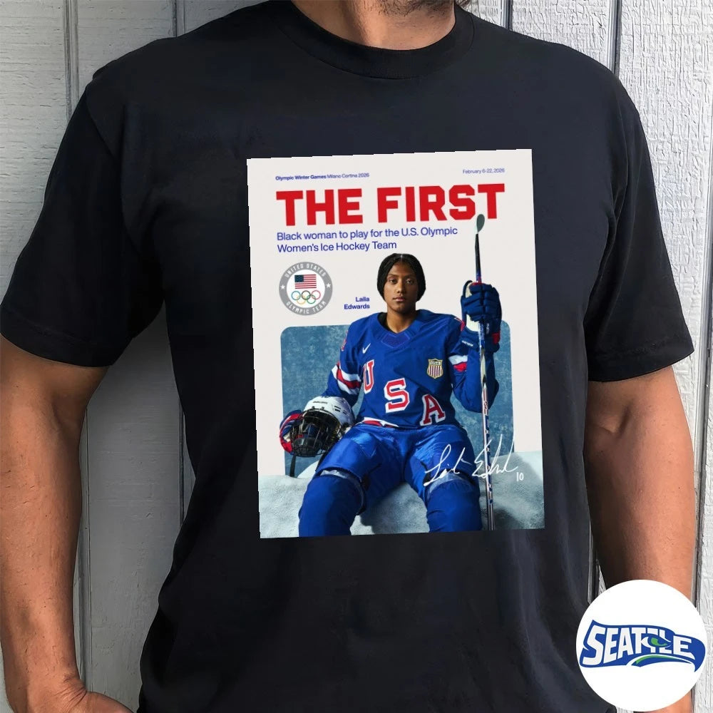 Official Laila Edwards The First Black Woman To Play For The US Olympic Women’s Ice Hockey Team Signature Poster t-shirt