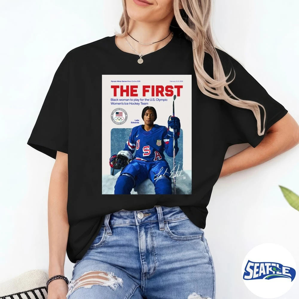 Official Laila Edwards The First Black Woman To Play For The US Olympic Women’s Ice Hockey Team Signature Poster t-shirt